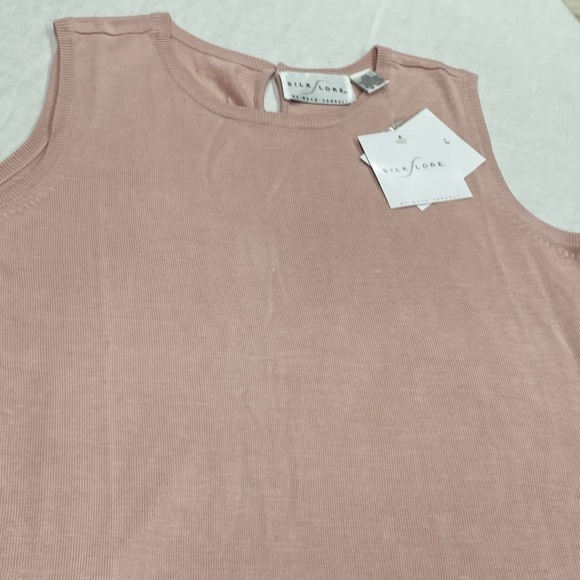 SILK LORE BY BETH TERRELL 100% pure silk light pink sleeveless knit top size L - Picture 5 of 12